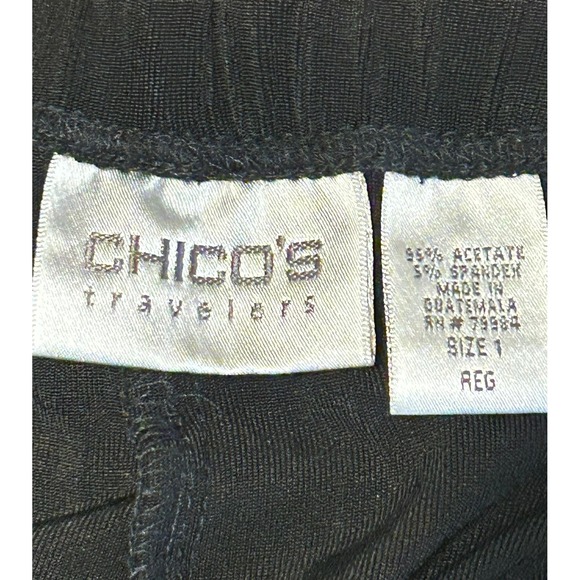 Chicos Travelers Women 1 Regular Black Stretchy‎ Straight Leg Pants Size 1 - Picture 6 of 7